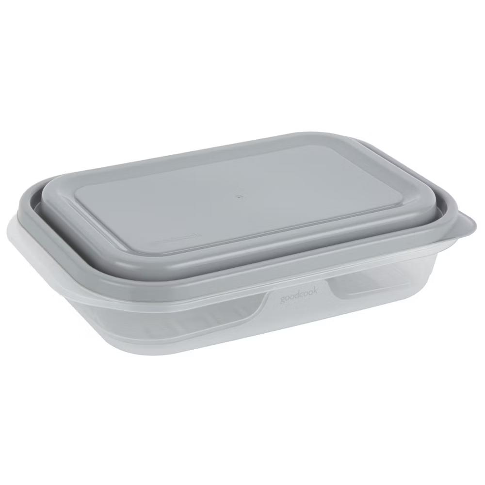 EveryWare Rectangle Food Storage Containers - 4 Cups - 6pcs/3ct - Gray: Leak-Resistant, 3 Containers With Lids - Image 2