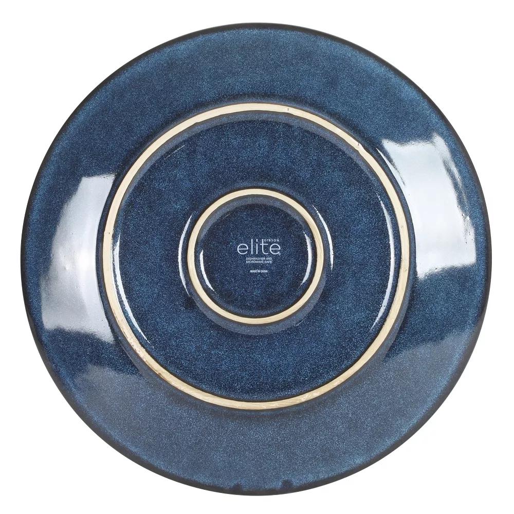 Midnight Luna Plates and Bowls Sets, 12-Piece Stoneware Dinnerware Sets, Reactive Glaze Dish Set - Blue - Image 10