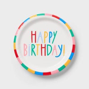 20ct "Happy Birthday" Rainbow Edge Dinner Paper Plates