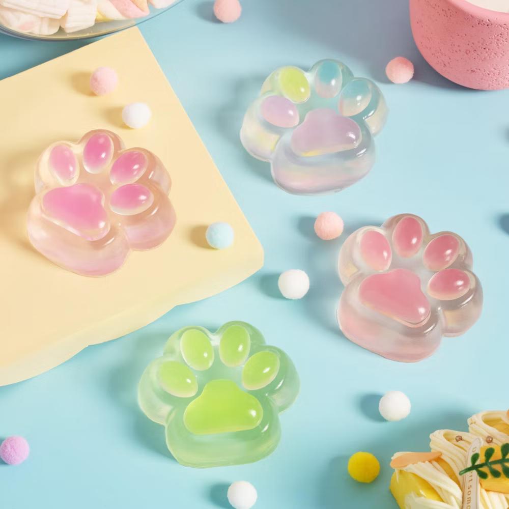 4 Pcs Taba Paw Squeeze Toys,Transparent Cat Paw Fufu Squishy Toys, Soft Sensory Fidgets, Stress Relief Cute Toys, Birthday Gifts for Kids Adults - Image 5
