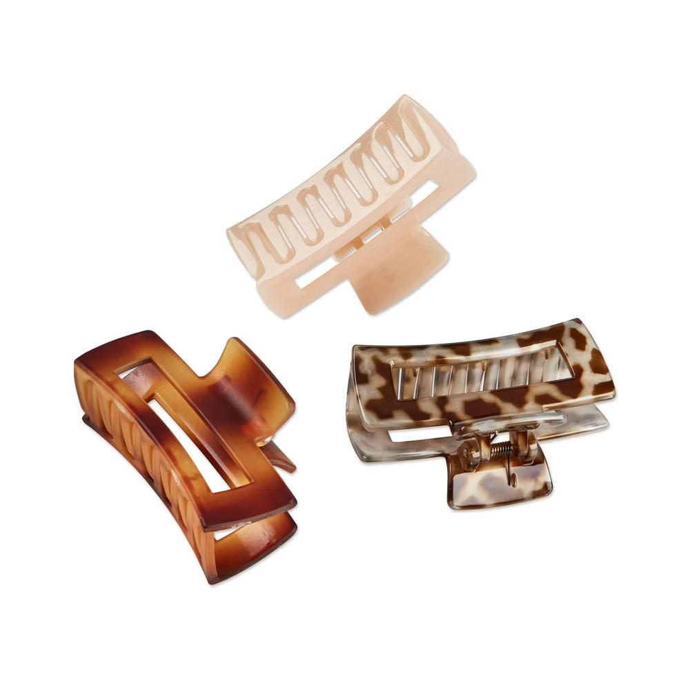 Medium Sized Rectangle Claw Clips - All Hair - 3pcs: Hair Styling, Recycled Polystyrene, 97% Material - Image 4