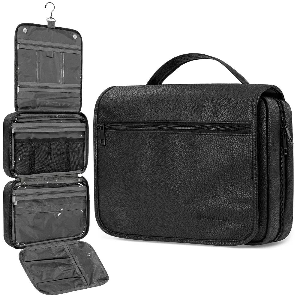 PAVILIA Hanging Toiletry Bag Women Men, Foldable Large Travel Cosmetic Organizer, Water Resistant Makeup Toiletries Essentials Kit - Image 2