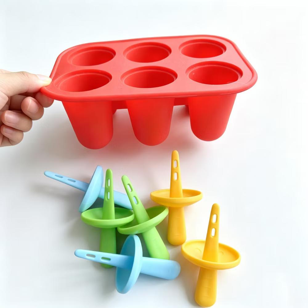 AEELLEEA 6 Cavity Silicone Popsicle Molds, BPA-Free Reusable Ice Pop Molds with Colorful Sticks, Easy Demold Frozen Treat Molds for Juice - Image 5