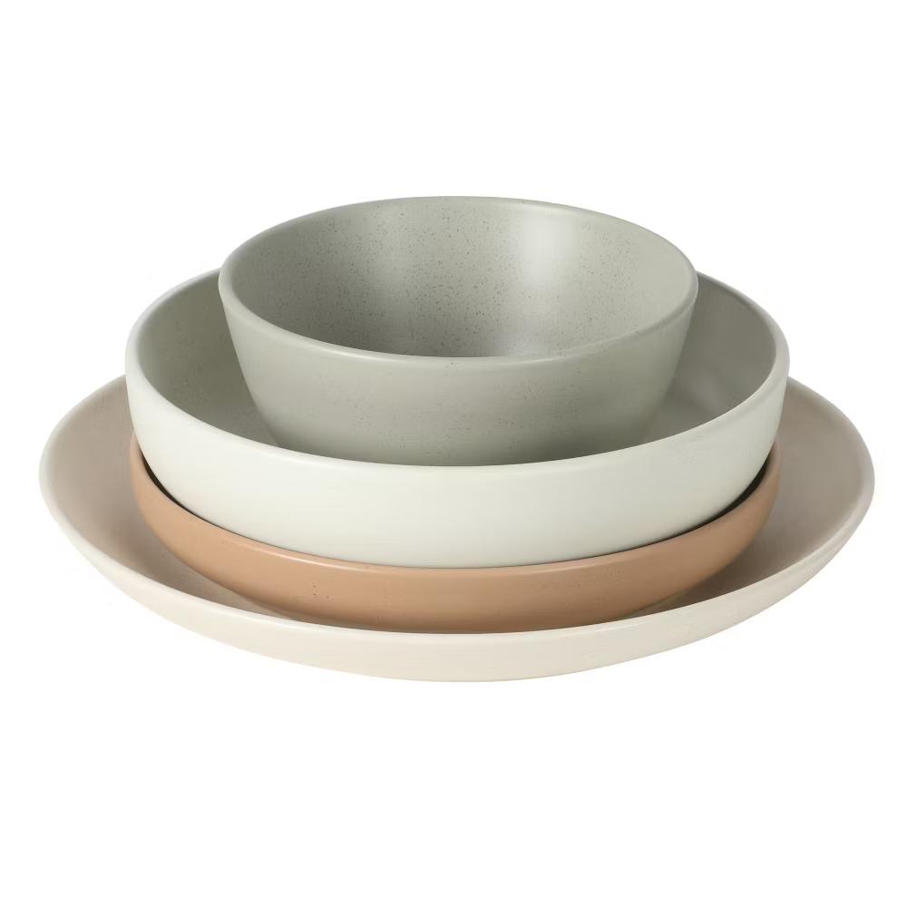 Leeds Court Plates and Bowls Sets, 16-Piece Stoneware Dinnerware Sets, Round Speckle Reactive Glaze Dish Set, Service for 4 - Image 11