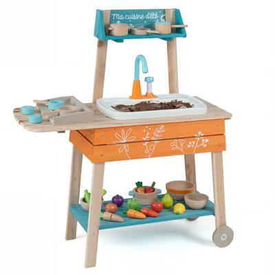 Outdoor Kids Play Kitchen Set, Wooden Toy Kitchen Playset with Removable Sink - Image 6