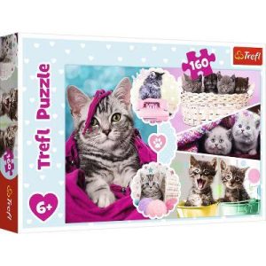 Red 160 Piece Kids Puzzle - Lovely Kittens
