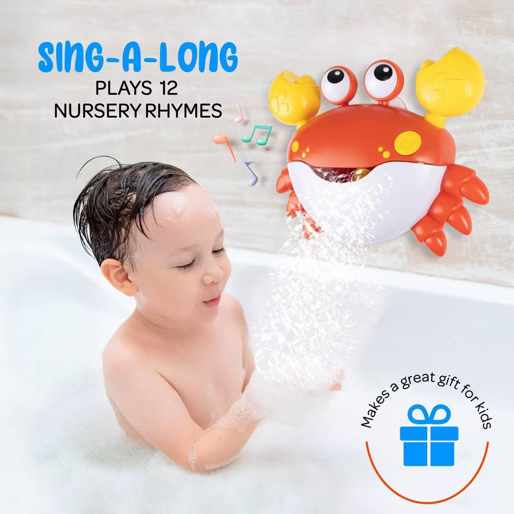 Hoovy Crabby Bubble Bath Bubble Maker with 12 Children's Songs Bath Toy - Image 6