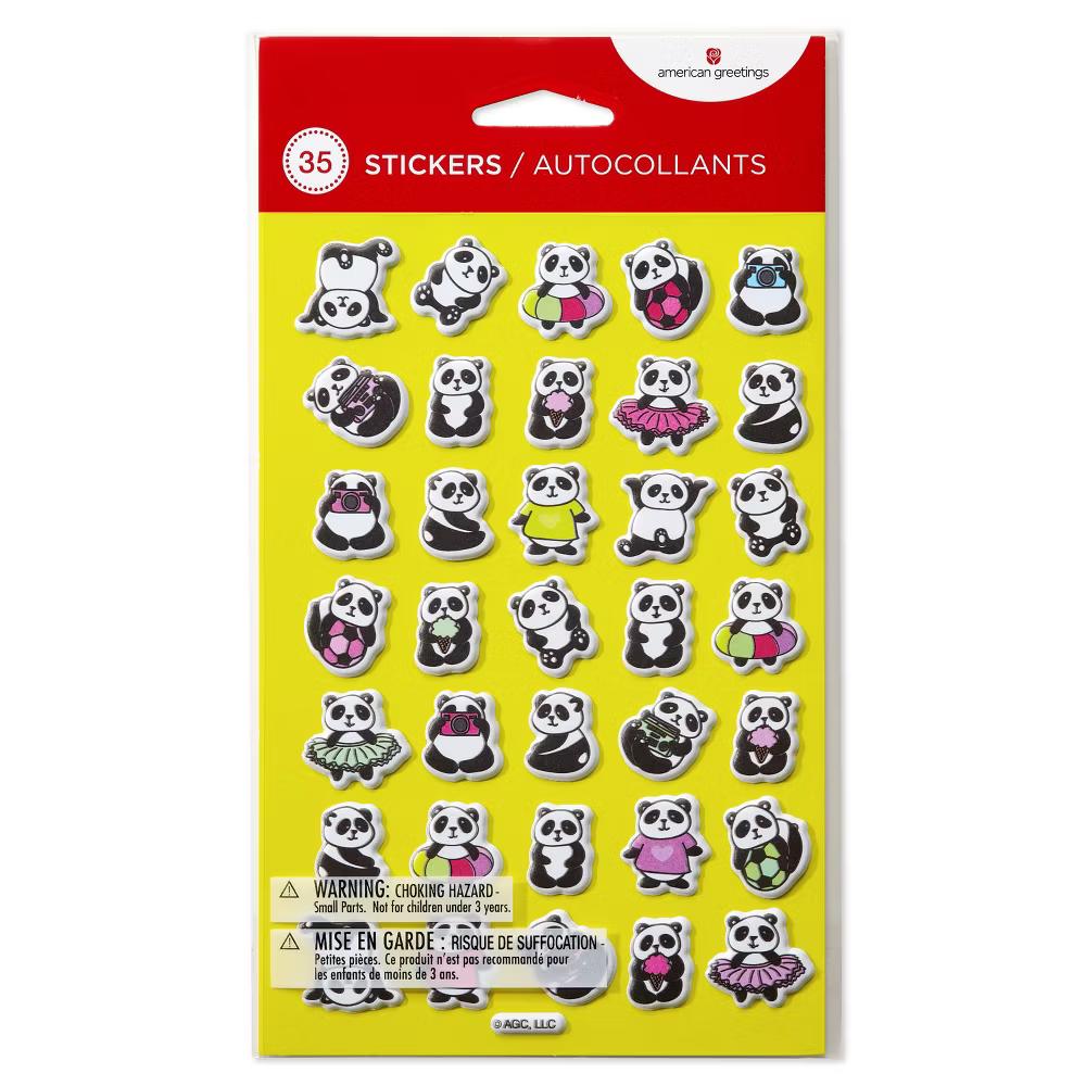 Cute Panda Puffy Stickers, 3D Mini Panda Bears 35ct, 1 Sheet - Image 2