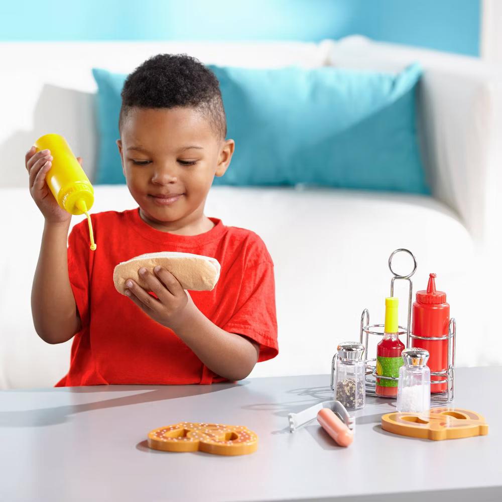 Condiments Set (6pc) - Play Food, Stainless Steel Caddy: Pretend Kitchen Toys, Fine Motor Skills - Image 3