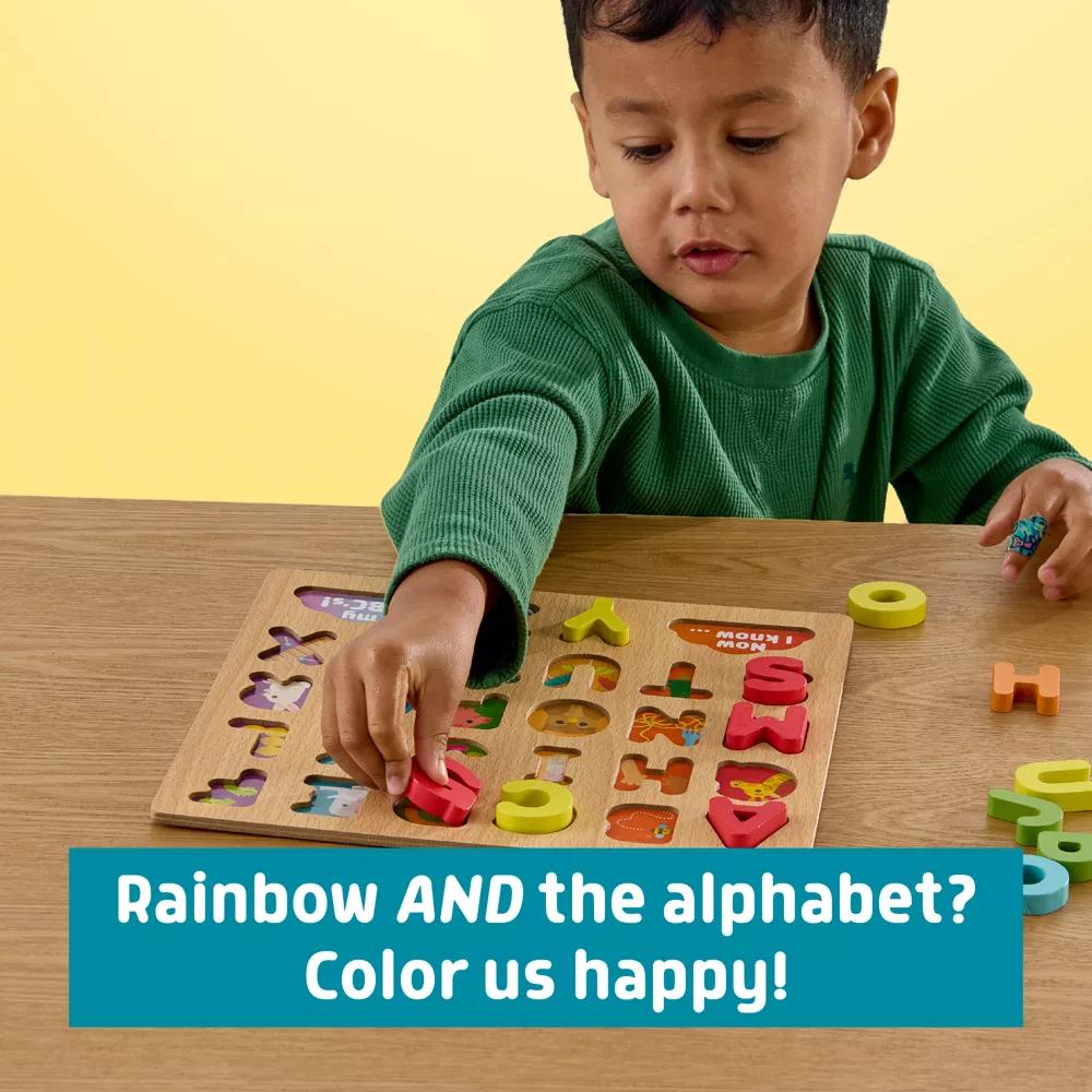 Rainbow & ABC Wooden Puzzle Set (2-Pack) - Kids Learning Puzzles Ages 3+ - Image 2