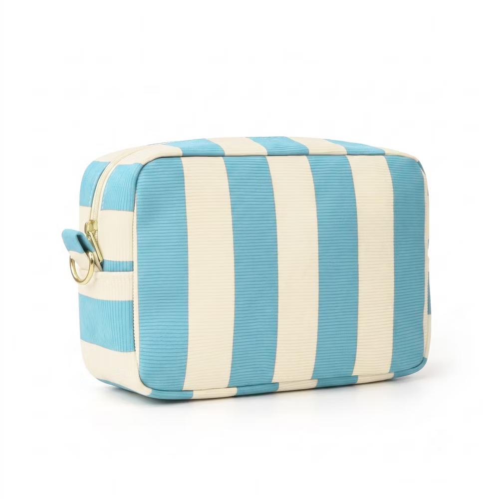 Alilang Striped Corduroy Cosmetic Pouch Makeup Bag with Zip Closure - Image 6