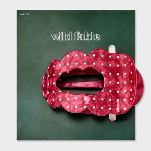 Scallop Polka Dot Print Shovel Claw Hair Clip - Magenta