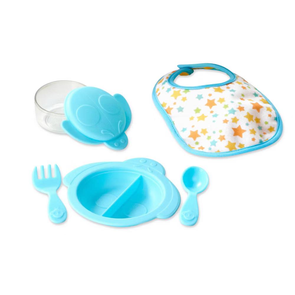 Mine to Love Mealtime Play Set for Dolls with Bottle, Pretend Baby Food Jars, Snack Pouch - 24pc
