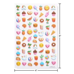 Cute Puffy Stickers Variety Pack/3D Food Treats and Fun Icons 72ct - 1 Sheet