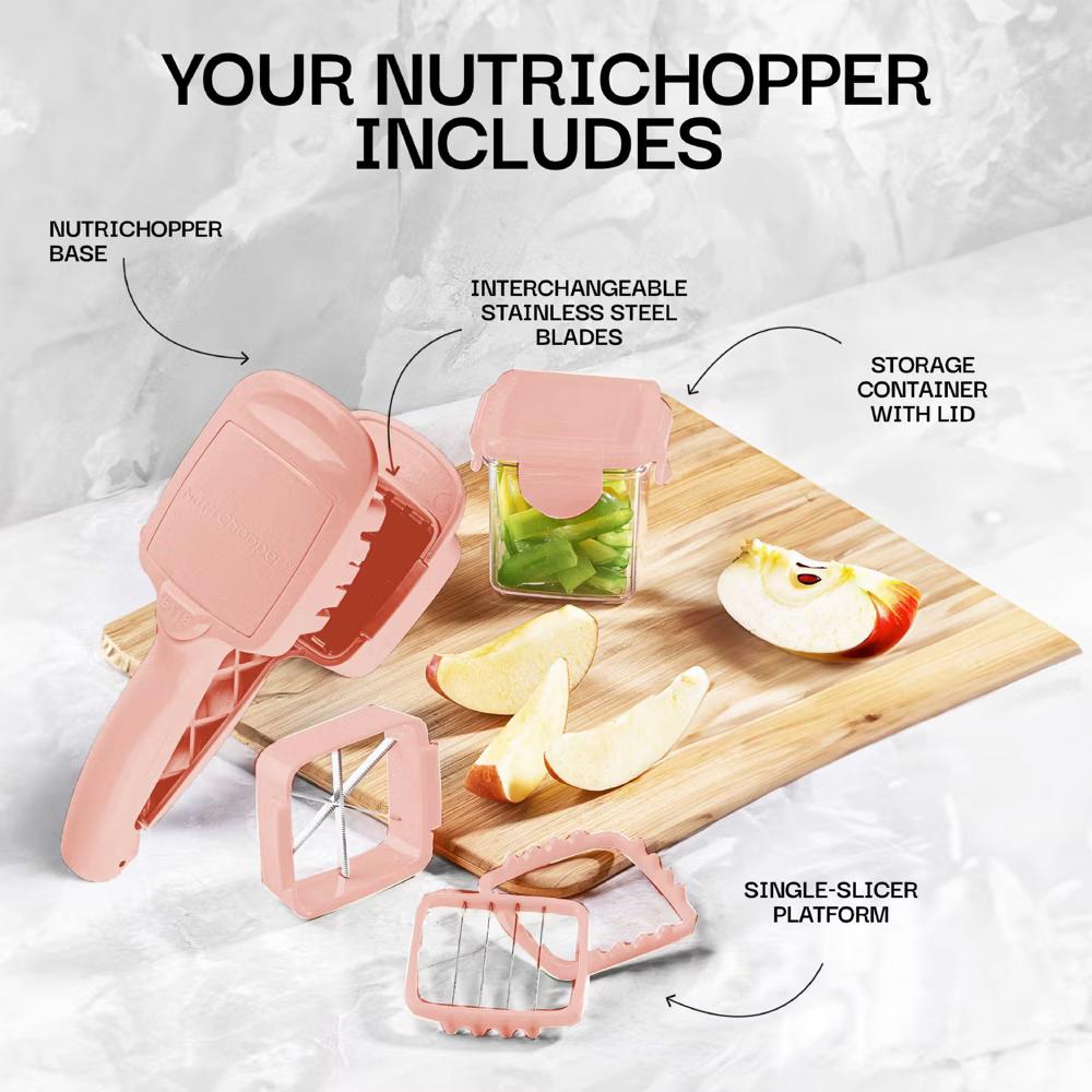 NutriChopper Handheld Vegetable and Fruit Chopper with 4 Stainless Steel Blades & Catch Container - Image 30
