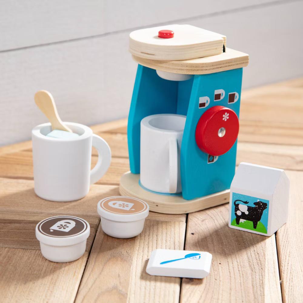 11-Piece Brew and Serve Wooden Coffee Maker Set - Play Kitchen Accessories - Image 7