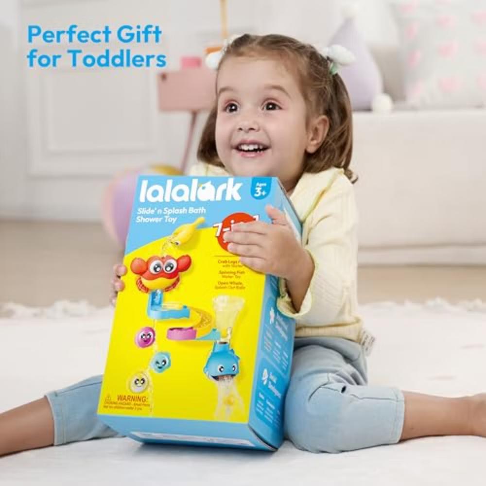 7-in-1 Bath Toy for Kids, Interactive Water Play with Crab, Whale, Fish & Slide Track for Toddlers, Pour Spray Bathtub Toys, Kids Birthday Gift - Image 3