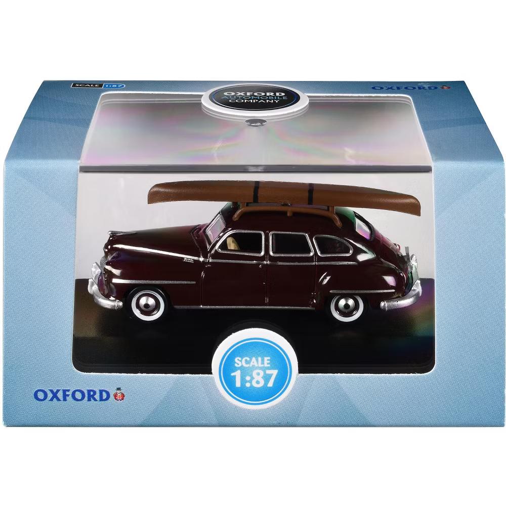 1946 DeSoto Suburban with Roof Rack and Canoe Royal Maroon 1/87 (HO) Scale Diecast Model Car - Image 2