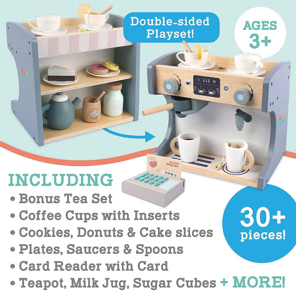 MindWare Oh So Fun! Rise & Shine Coffee Café and Kids Tea Set for 3 Year Olds and Up - Image 2