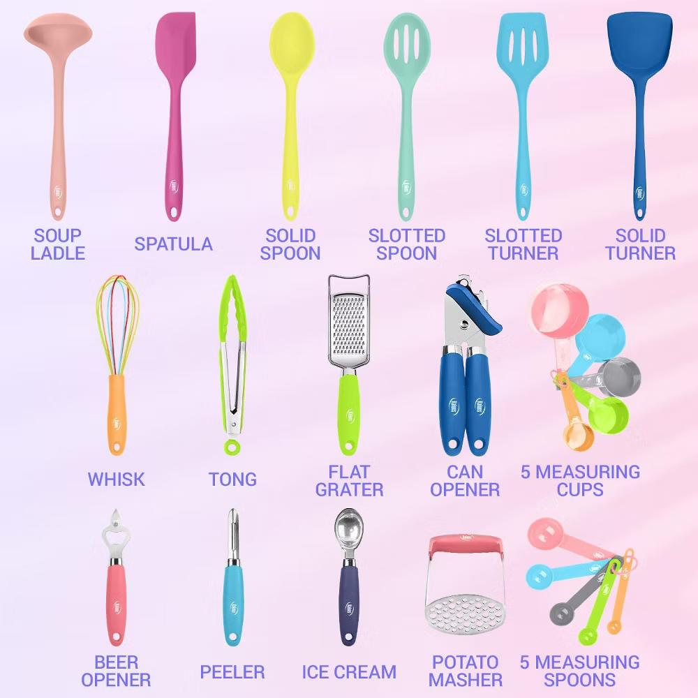 Kitchen Utensils Set, 24 Piece Silicone Cooking Utensils, Dishwasher Safe and Heat Resistant Kitchen Tools - Image 30