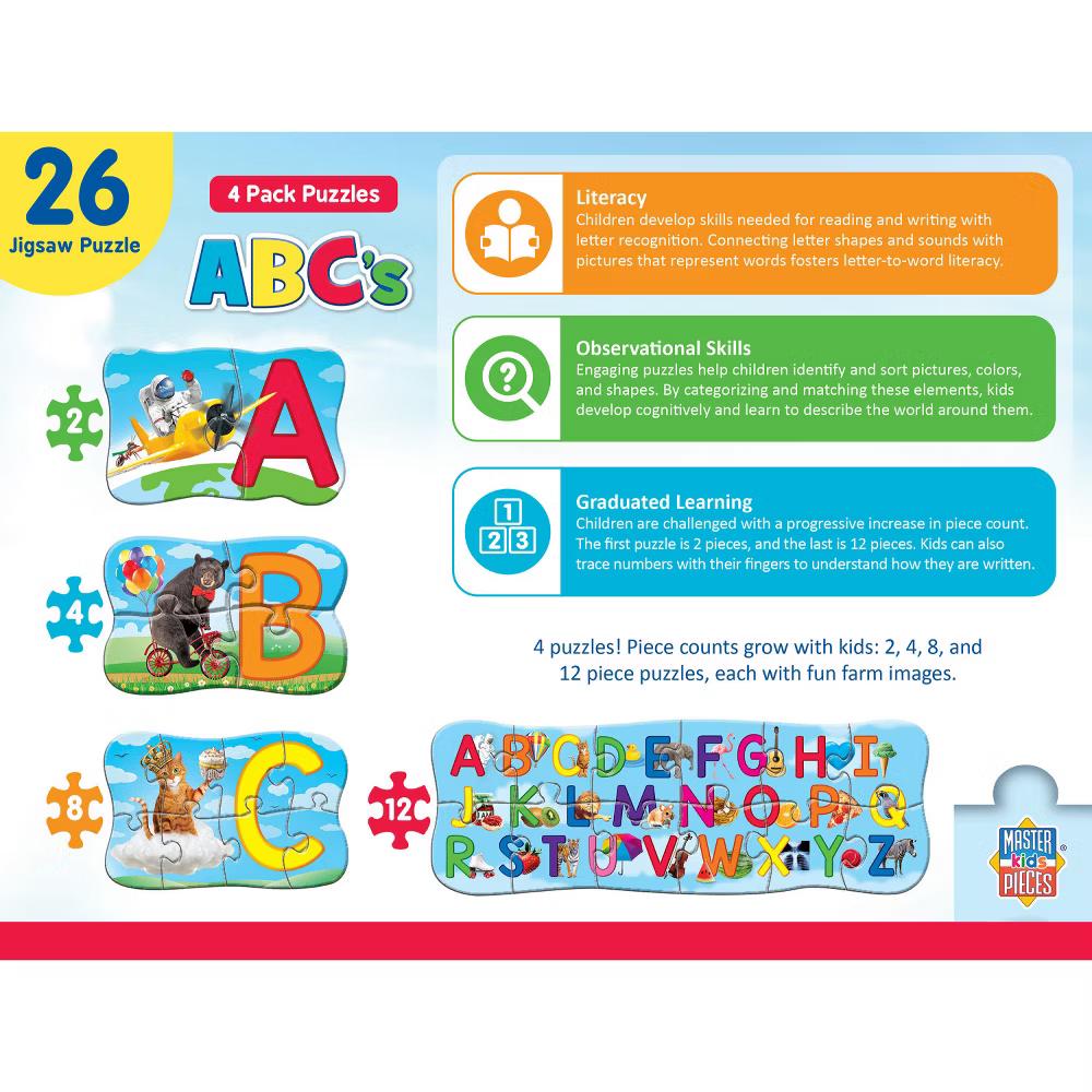 26 Piece Jigsaw Puzzle for Kids - ABCs 4-Pack - 22.5"x8" - Image 5