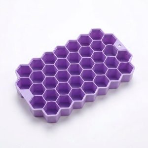 Alilang 2-Piece Honeycomb Ice Cube Tray - 37-Grid Flexible Mold with Spill-Resistant Lid