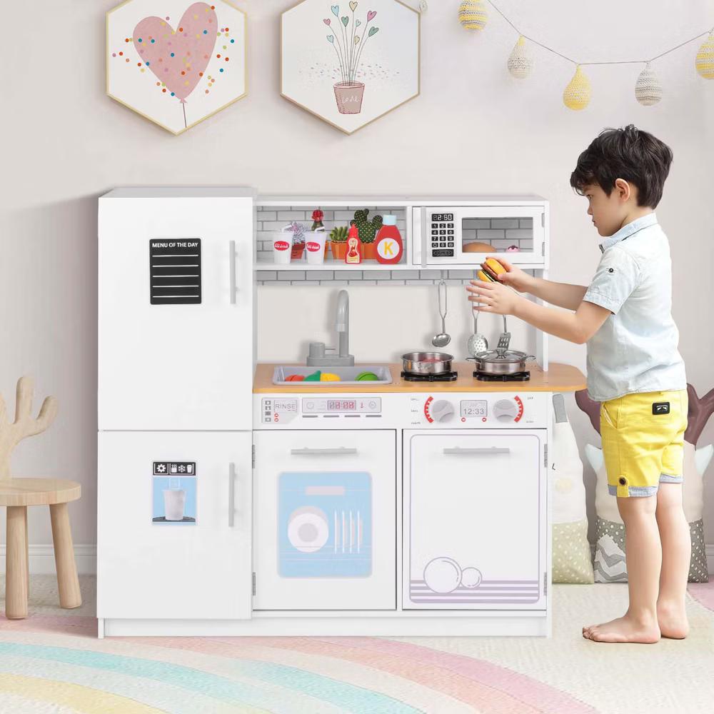 Kids Kitchen Play Set with Stove Removable Sink Oven Microwave Dish Washer - Image 2