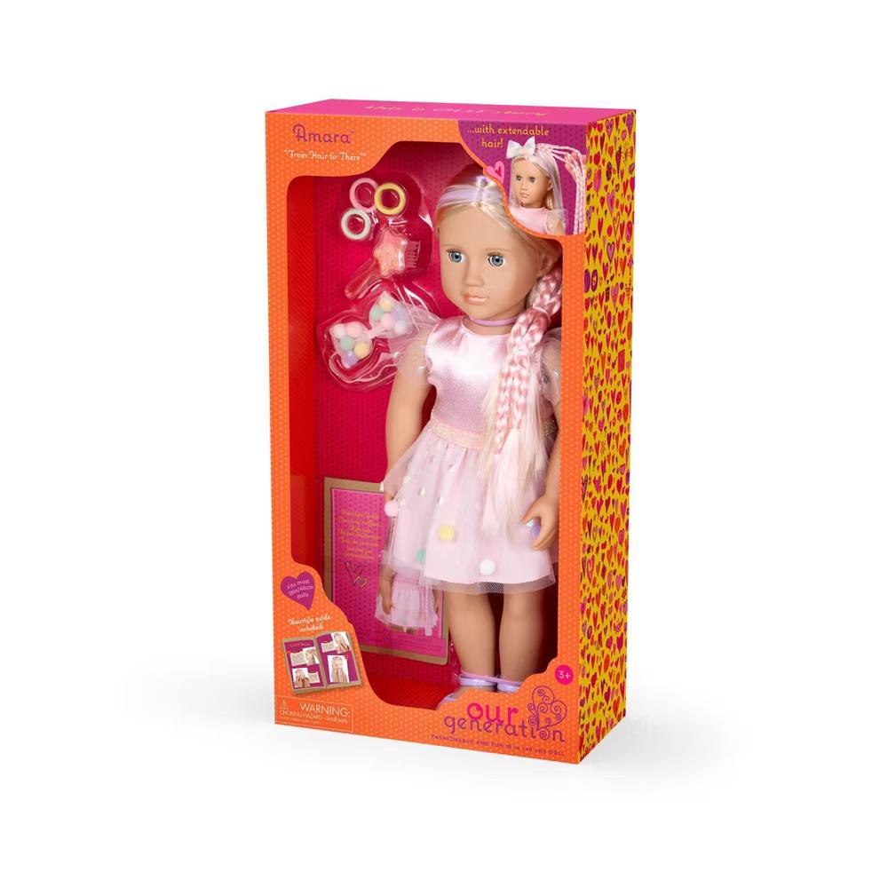 Amara 18" Hair Grow Doll with Hair Clips & Styling Book Accessories - Image 2