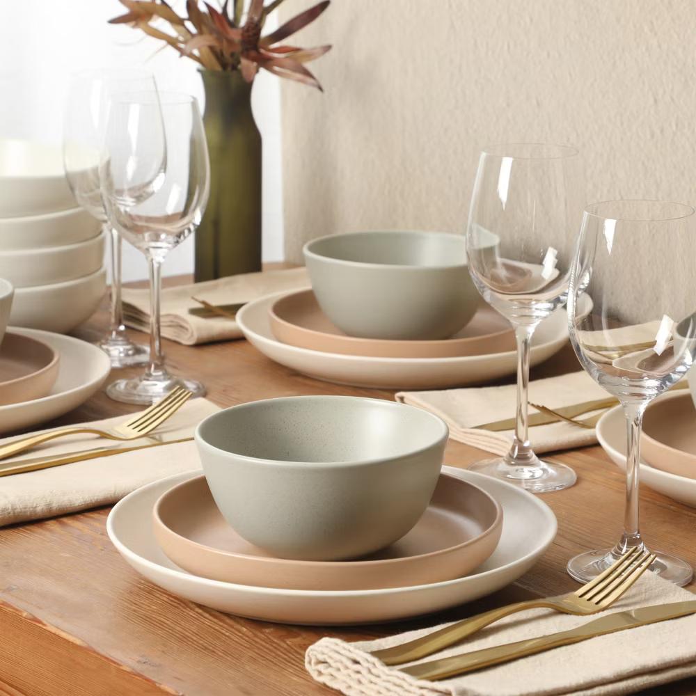 Leeds Court Plates and Bowls Sets, 16-Piece Stoneware Dinnerware Sets, Round Speckle Reactive Glaze Dish Set, Service for 4 - Image 8