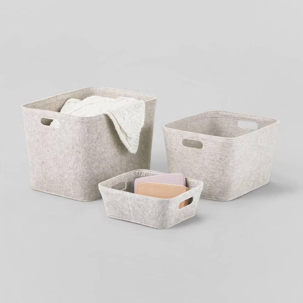 Rectangle Felt Basket with Stitching - Image 13