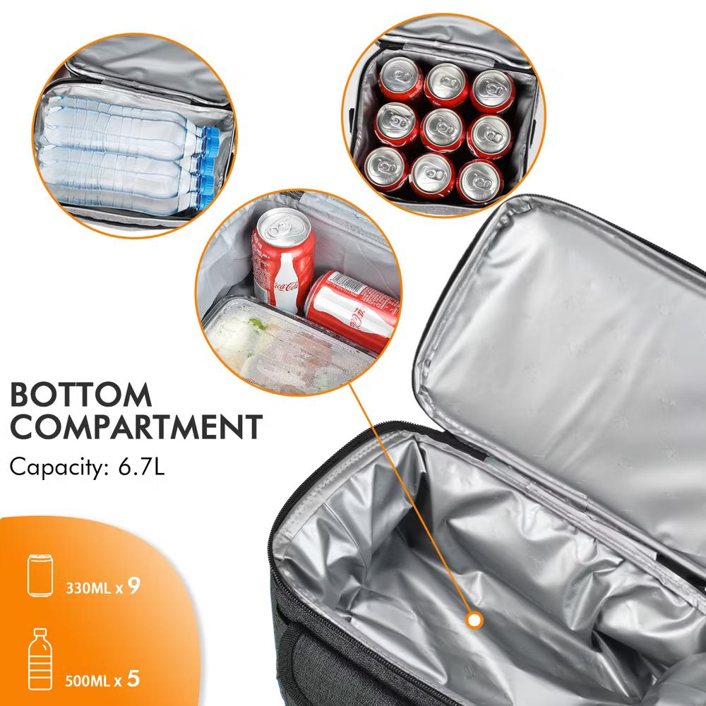 Dual Compartment Insulated Lunch Bag, Leakproof Lunch Tote with Front Pocket, Insulated Lunch Cooler Bag with Back Mesh Pocket - Image 13