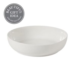 Zen Buffet 6-Piece 41oz Large Pasta Bowls Porcelain Ceramic Chip and Scratch Resistant Shallow Bowls Set, White