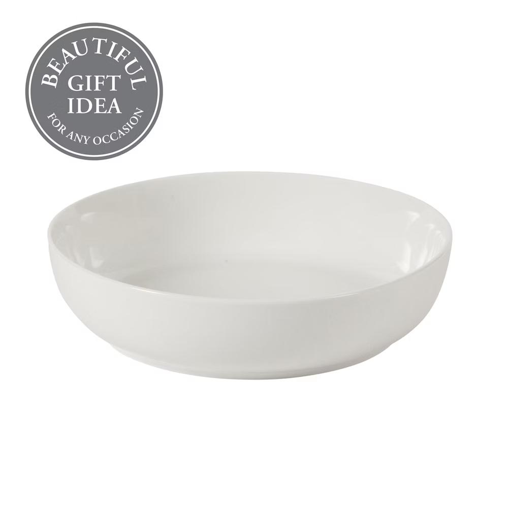Zen Buffet 6-Piece 41oz Large Pasta Bowls Porcelain Ceramic Chip and Scratch Resistant Shallow Bowls Set, White
