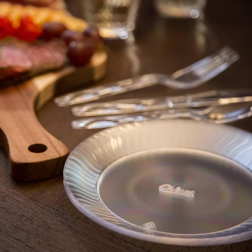 Crystal Dessert Plate 7" - 24ct: Clear, Disposable, Solid Pattern, Round Shape - Image 4