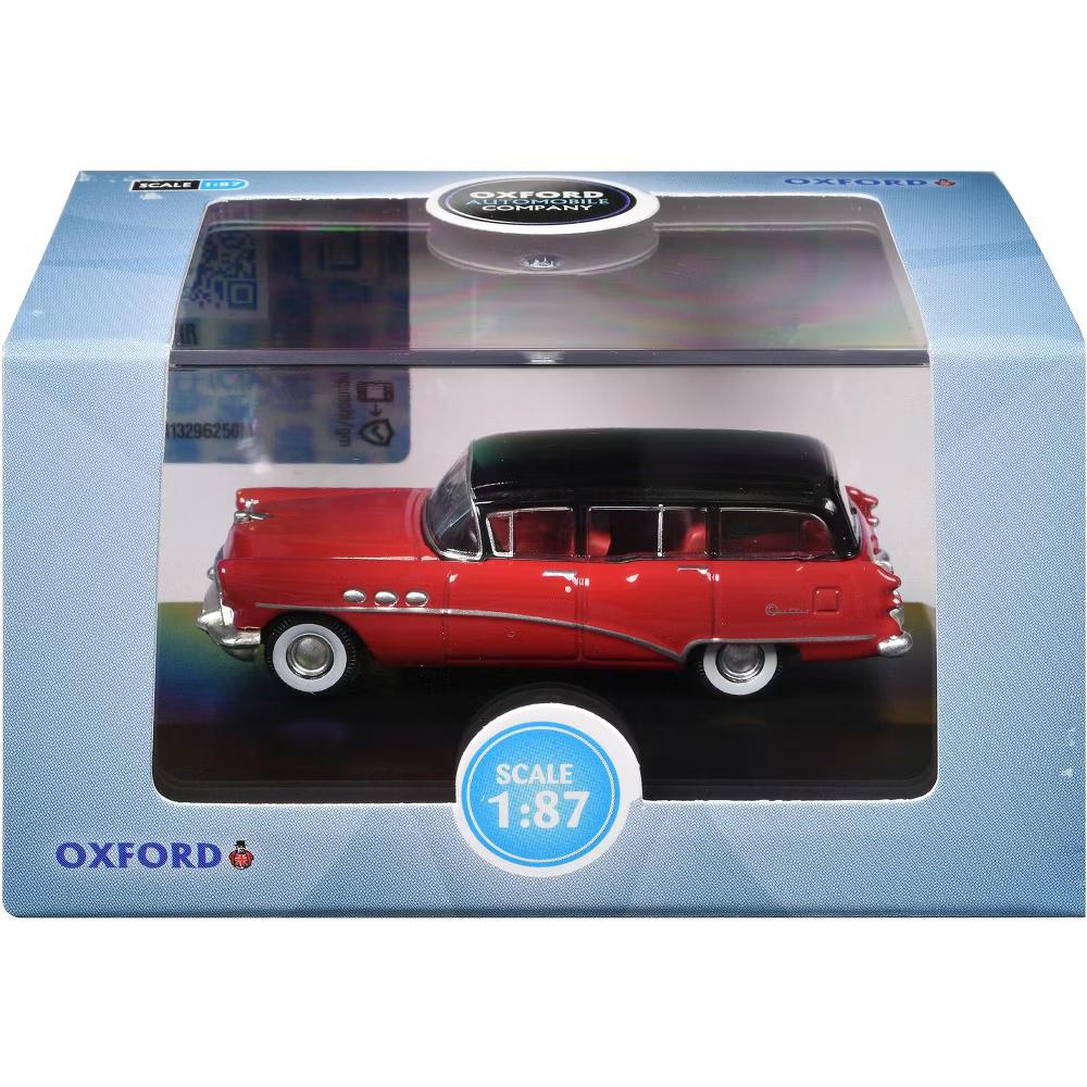 1954 Buick Century Estate Wagon Matador Red & Carlsbad Black w/ Red Interior 1/87 (HO) Scale Diecast Model Car - Image 2