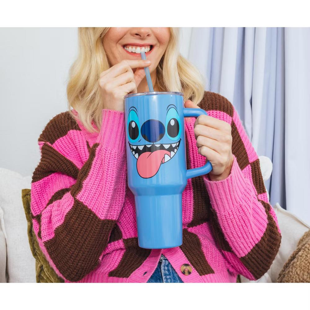 Lilo & Stitch Face Stainless Steel Tumbler With Handle | Holds 40 Ounces - Image 3