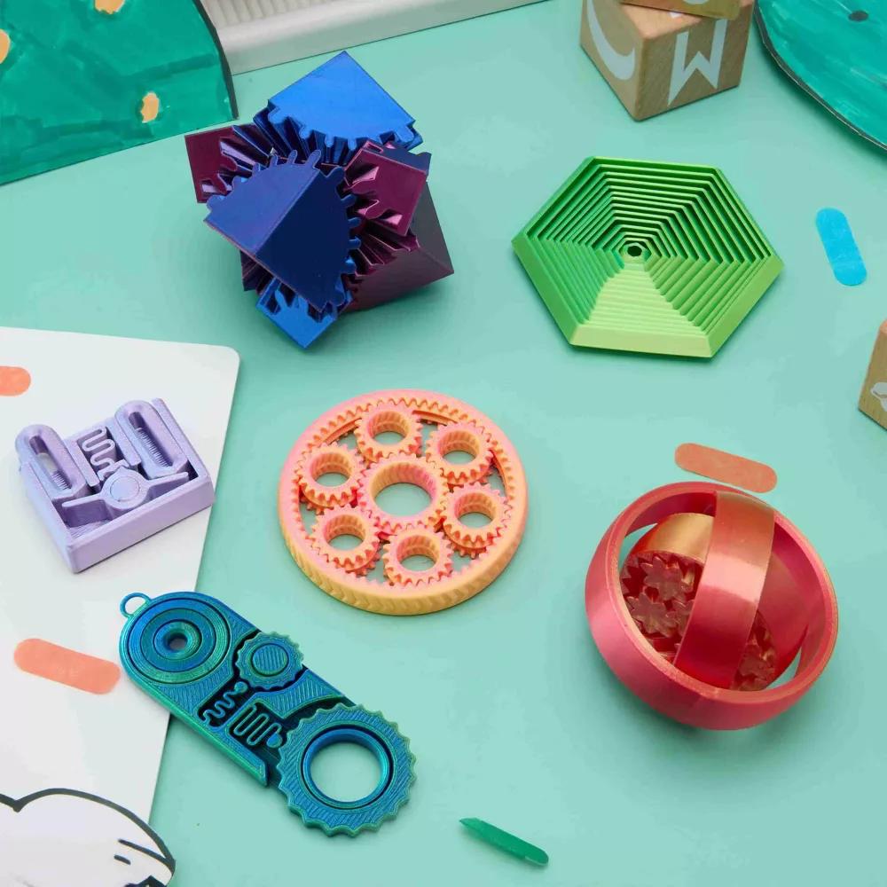6PCS 3D Printed Fidget Toys Spin Fractal Click Gear Fidget Toy Metallic Color Favors ADHD, Autism, Kids&Adults, Party Favors Desktop Deco Gift - Image 4