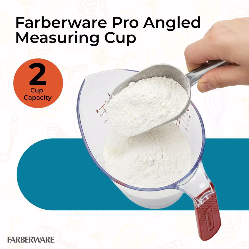 Farberware Pro Angled Measuring Cup - Clear Standard & Metric Markings - Ideal for Baking, Cooking, Liquid Measuring (Red) - Image 14