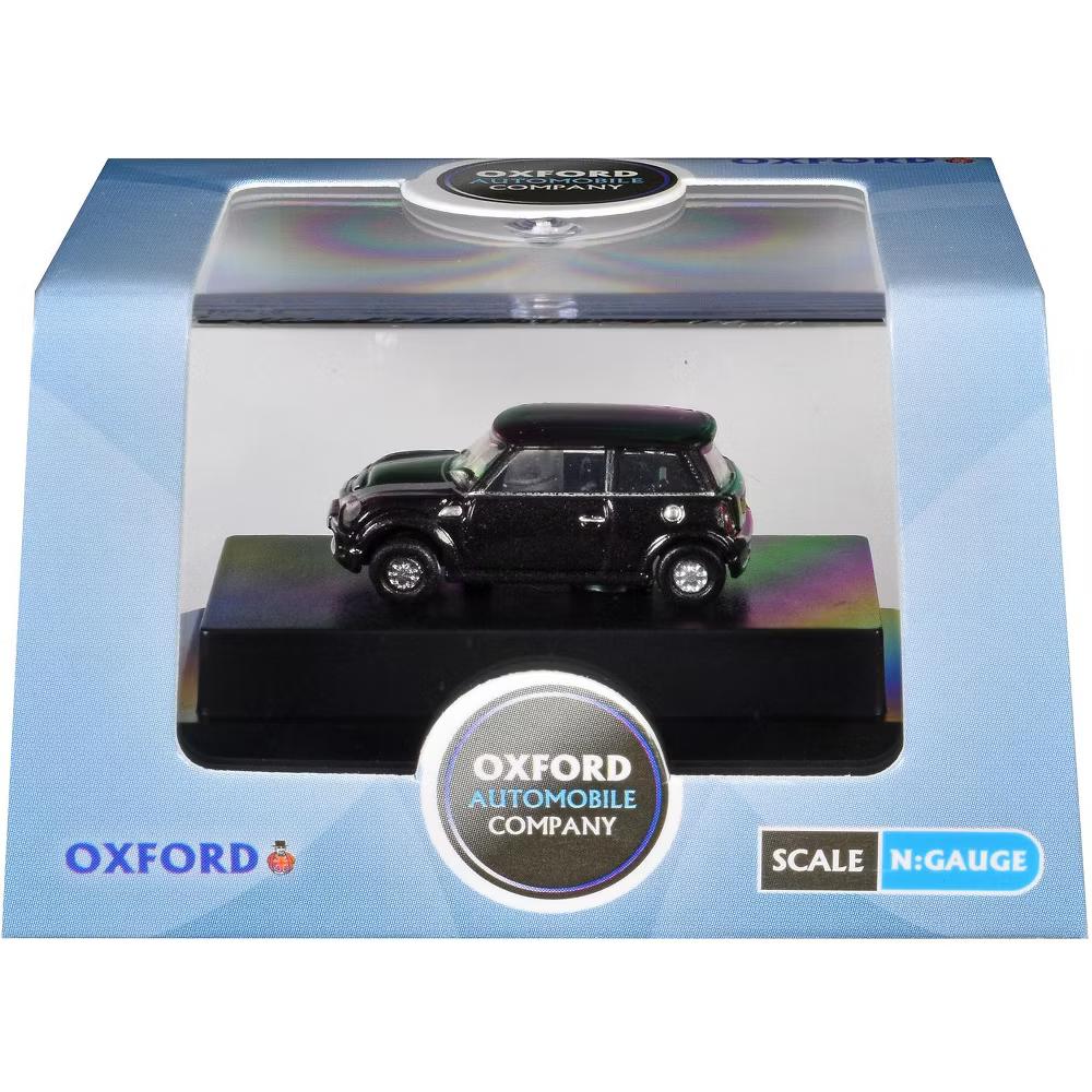 Mini Cooper S RHD (Right Hand Drive) Midnight Black with Silver Stripes 1/148 (N) Scale Diecast Model Car