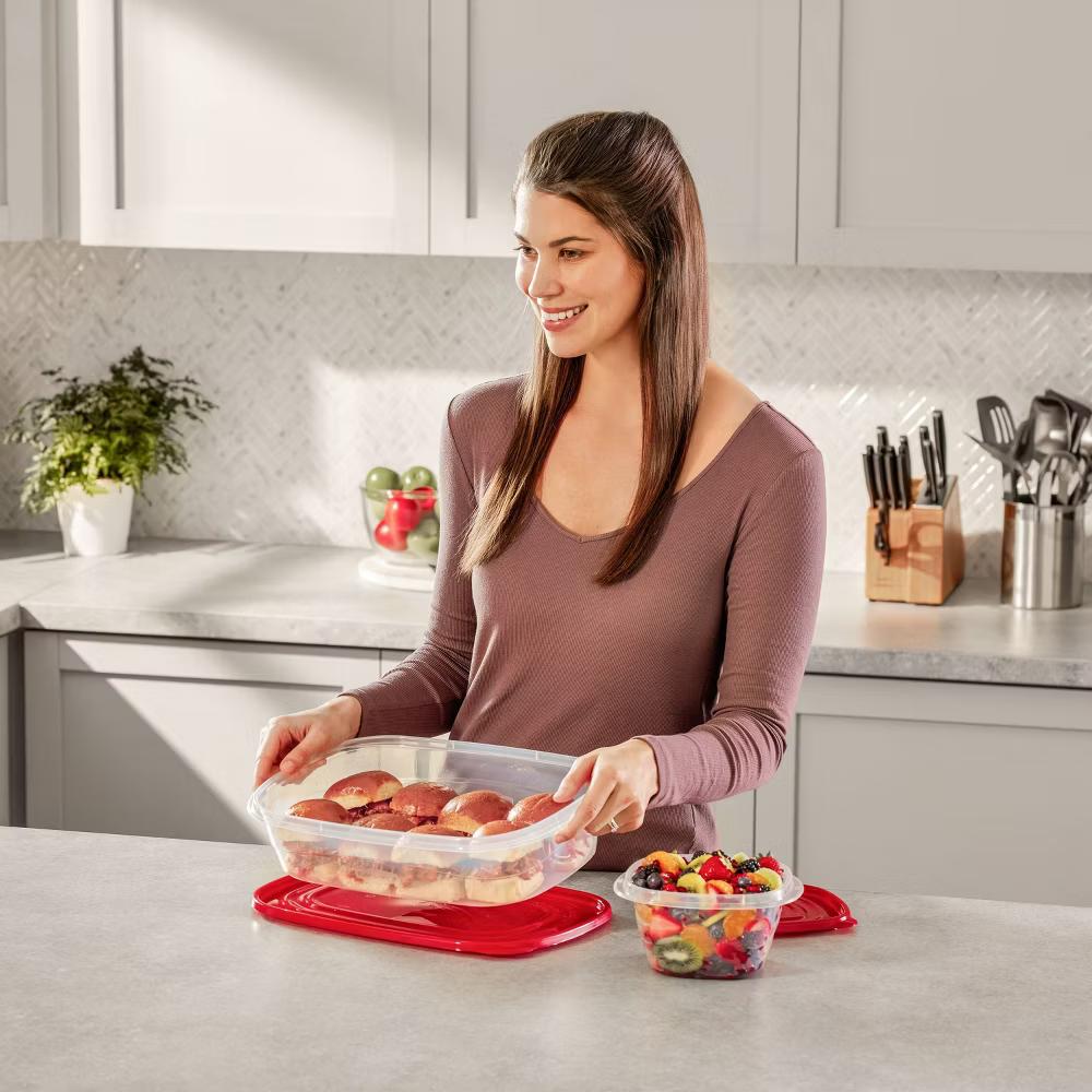 TakeAlong 2pk 1.1gal Plastic Rectangle Food Storage Containers - Ruby Red: Microwave & Freezer Safe - Image 6