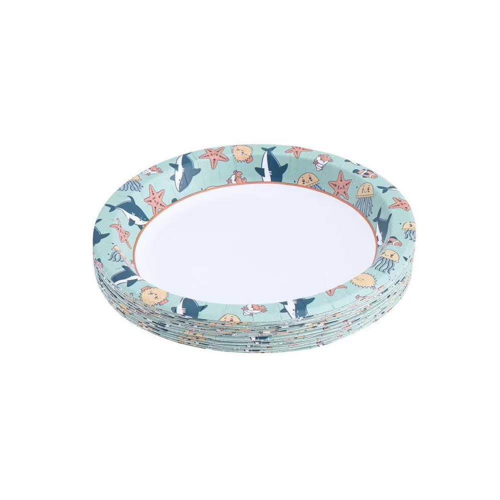 for kids' Happy Sea Creatures Disposable Paper Plates 8.5" - 24ct - Image 4