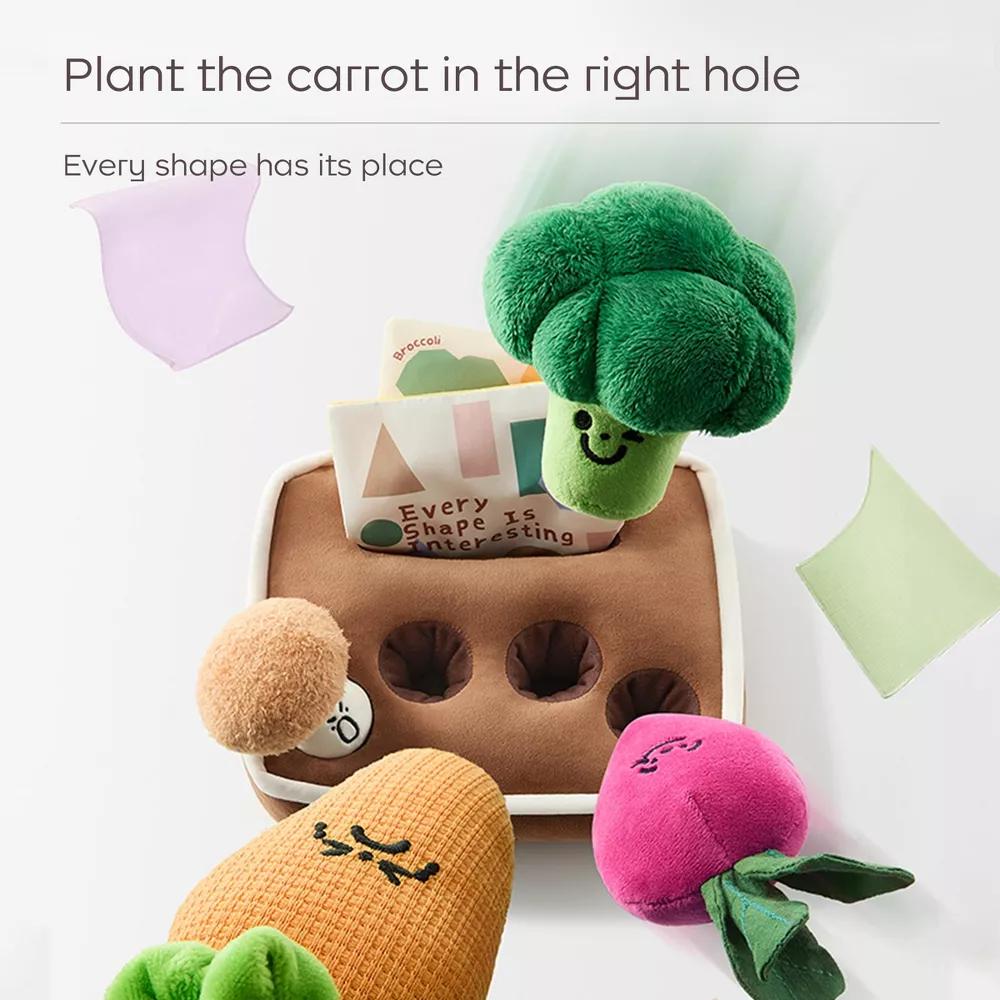 Bc Babycare Pull & Play Activity Sensory Toy Tissue Box Toy, Veggies-Shaped with Crinkle Fabrics, Design for Sensory Learning - Image 4