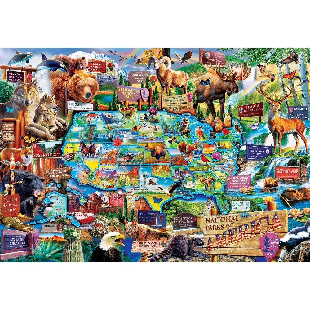 1500 Piece Jigsaw Puzzle for Adults - National Parks Adventure Map USA - Image 3