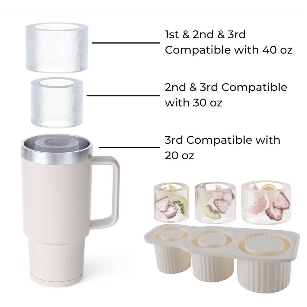 40oz Silicone 3 Tier Tumbler Ice Mold with Lid - Image 11