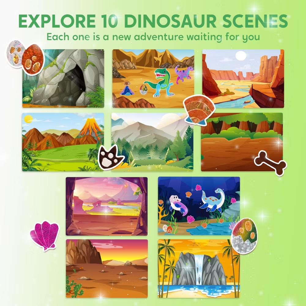 Dinosaur Foil Art Kit for Kids Age 4-8, No Mess Foil Foam Stickers DIY Crafts Creative Toys Birthday Christmas Gifts School Prize for Boys Girls - Image 5
