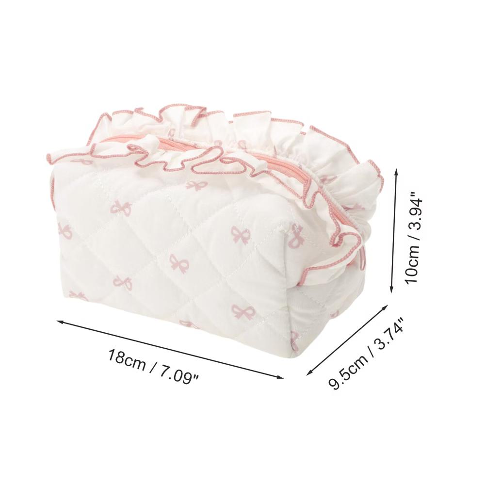 Lace Bow Ruffles Makeup Bag 1 Pc - Image 18