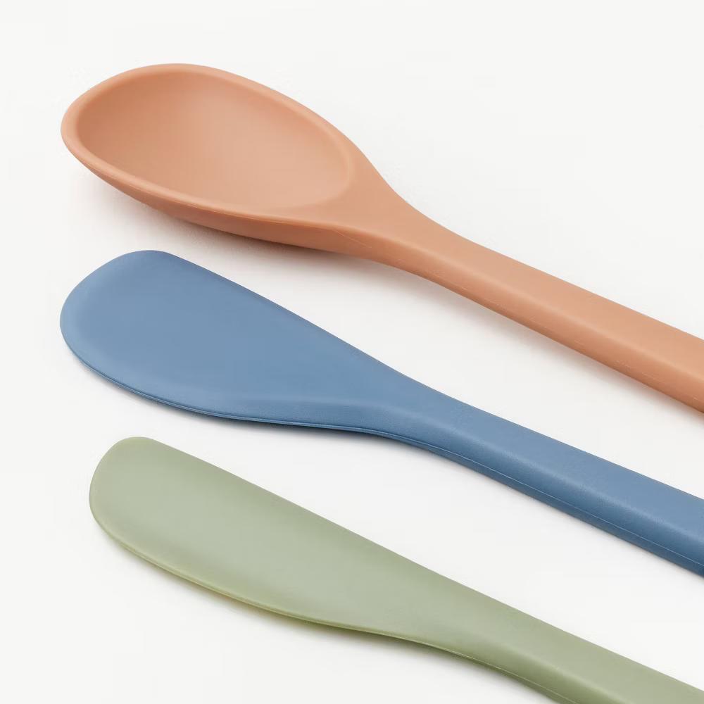 3pk Silicone Mini Spatula Set - Multicolored Kitchen Utensil Set, Dishwasher-Safe, Adult Use