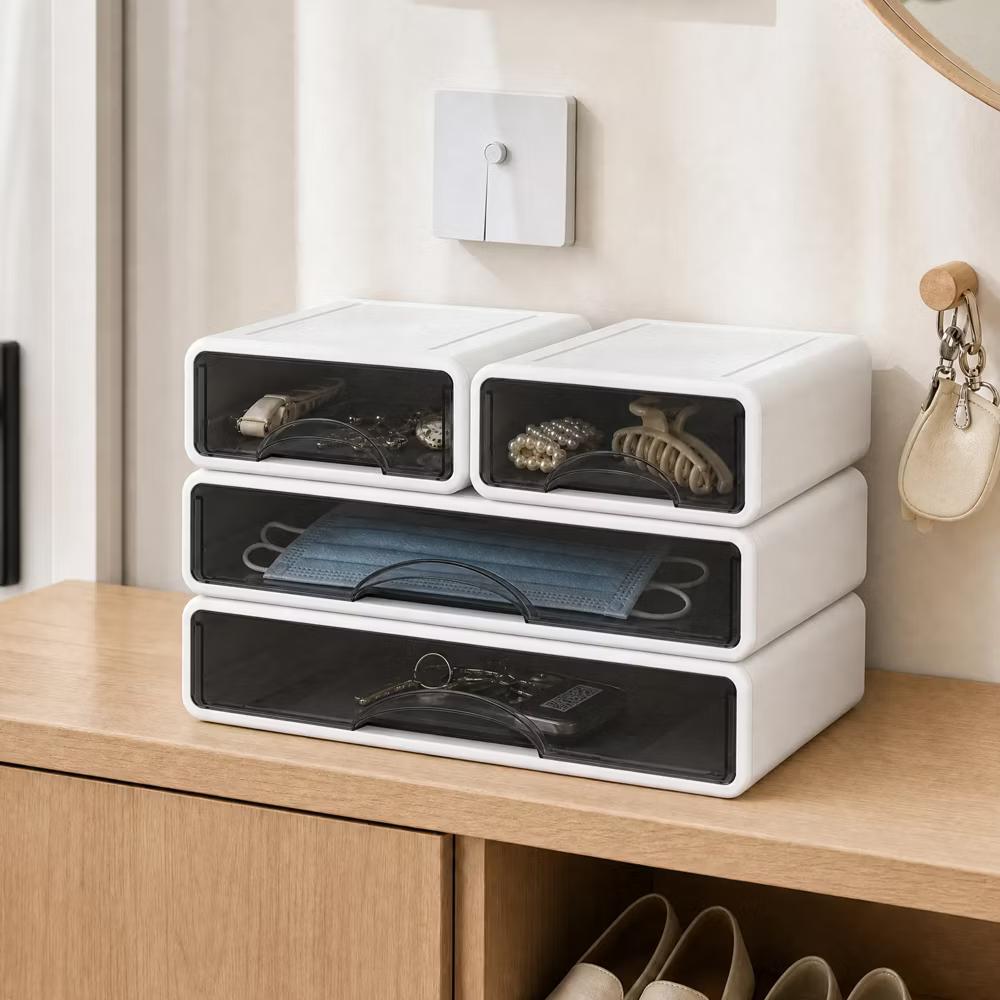 Stackable Storage Drawer with Dividers, Transparent PP Material Desktop Organizer, Durable Thickened Storage Container - Image 30