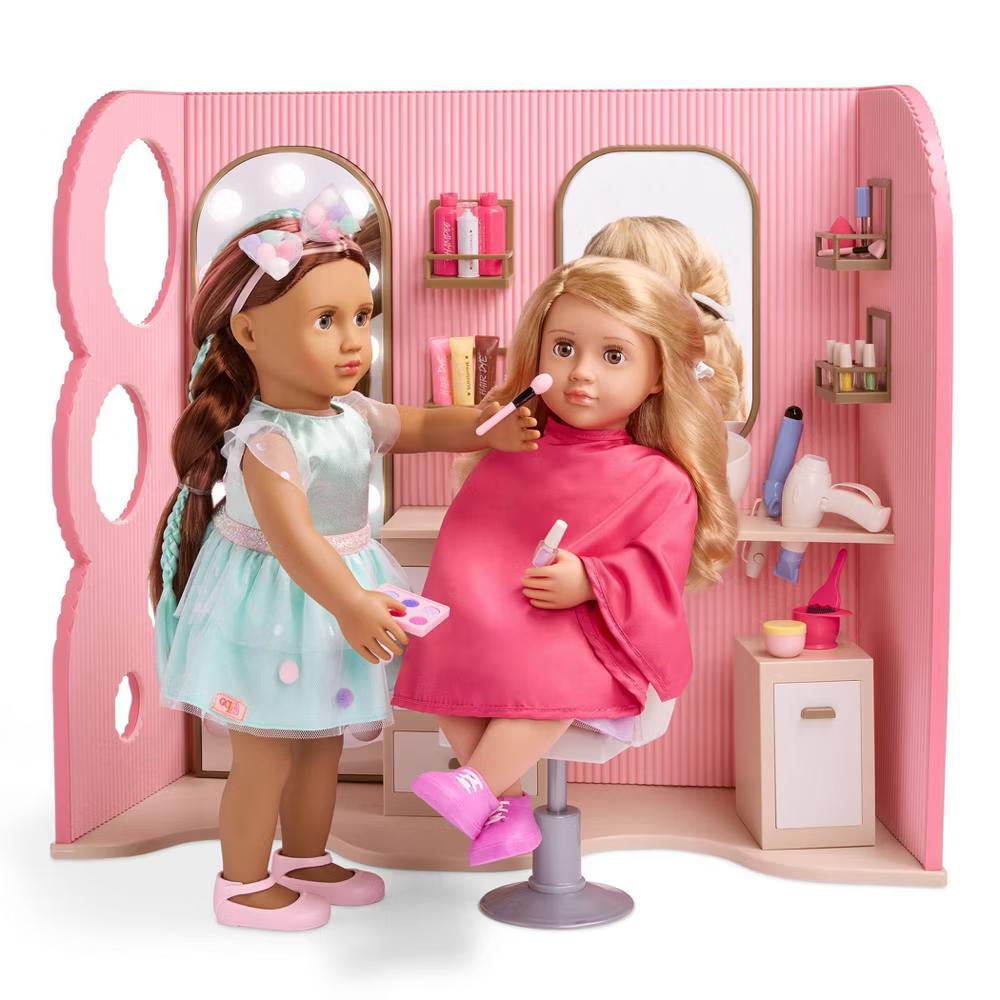 Style & Shine Light-Up Hair Salon Playset & Accessories for 18" Dolls - Image 5