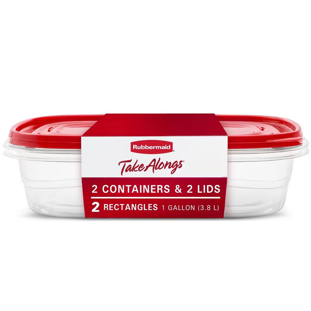 TakeAlong 2pk 1.1gal Plastic Rectangle Food Storage Containers - Ruby Red: Microwave & Freezer Safe - Image 8